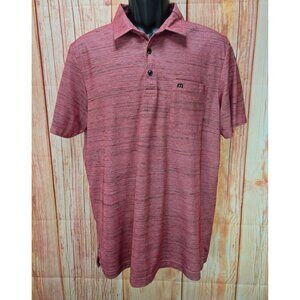 Travis Mathew Red Heathered Pima Cotton Blend Polo Shirt Mens Medium